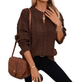 SWEATER KNITTED TWIST V NECK LOOSE CASUAL KNITTED SWEATER FOR WOMEN