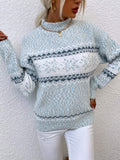  CHRISTMAS TURTLENECK HALF HIGH COLLAR SNOWFLAKE SWEATER WOMEN