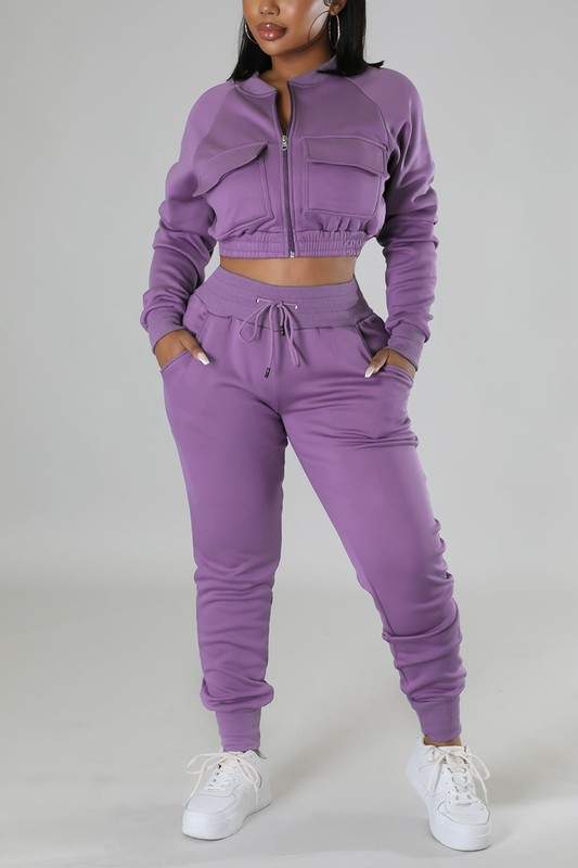 CROP JACKET TRACKSUIT SET