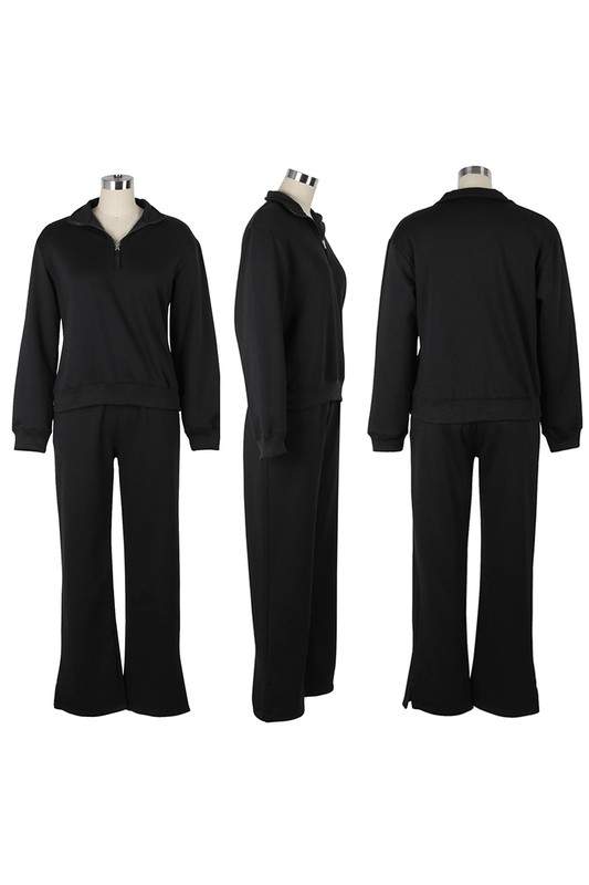 HALF ZIP PULLOVER SWEATSHIRT AND SWEATPANTS SET