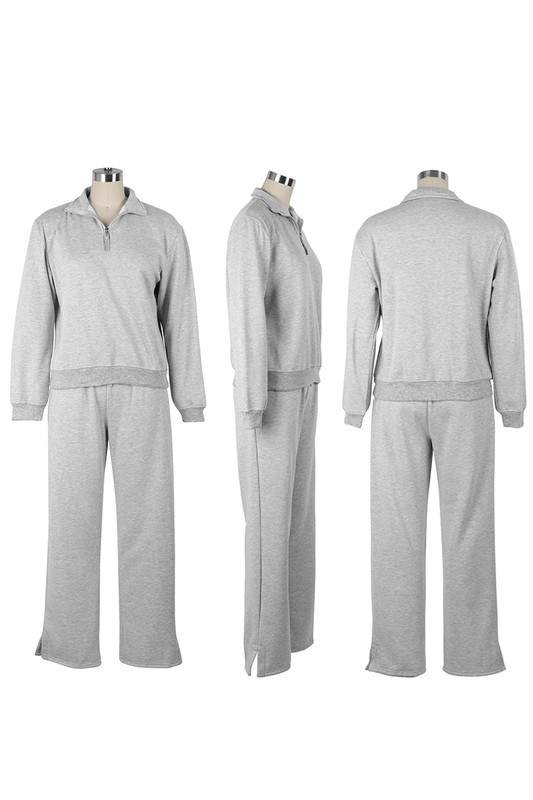 HALF ZIP PULLOVER SWEATSHIRT AND SWEATPANTS SET