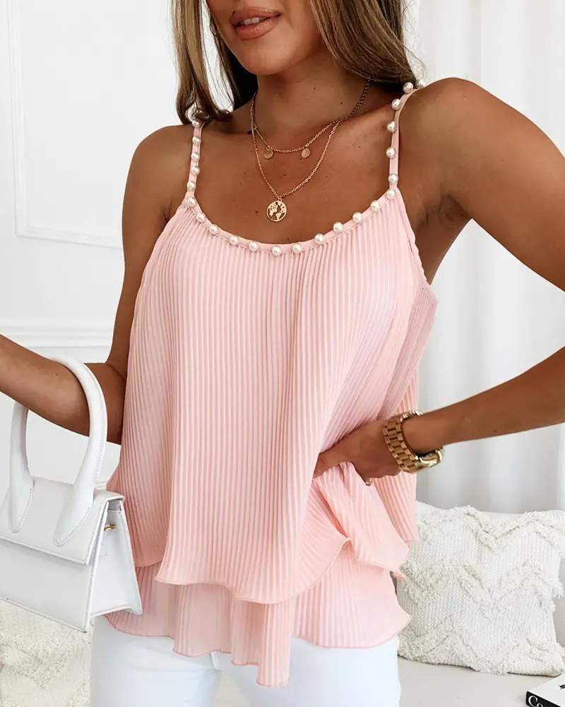 PEARLS DECOR LAYERED CAMI TOP