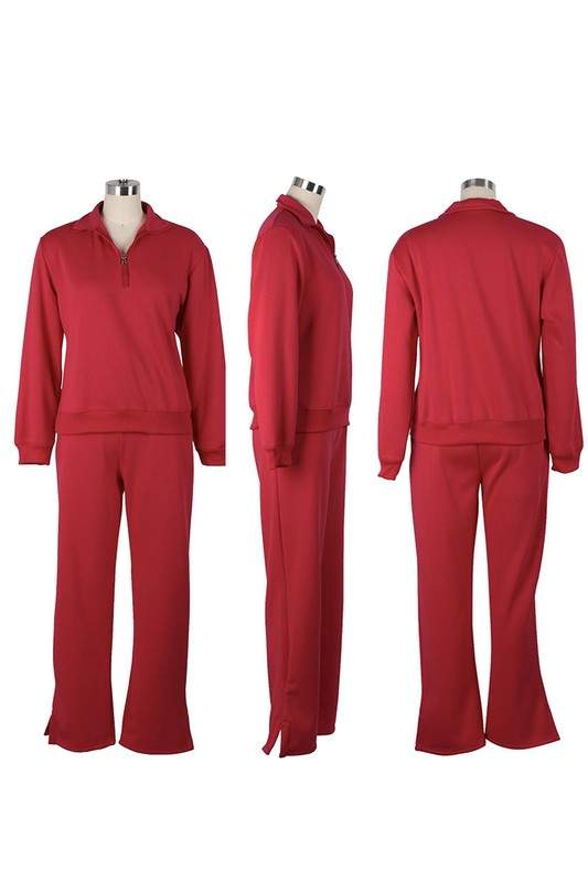 HALF ZIP PULLOVER SWEATSHIRT AND SWEATPANTS SET