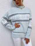  CHRISTMAS TURTLENECK HALF HIGH COLLAR SNOWFLAKE SWEATER WOMEN