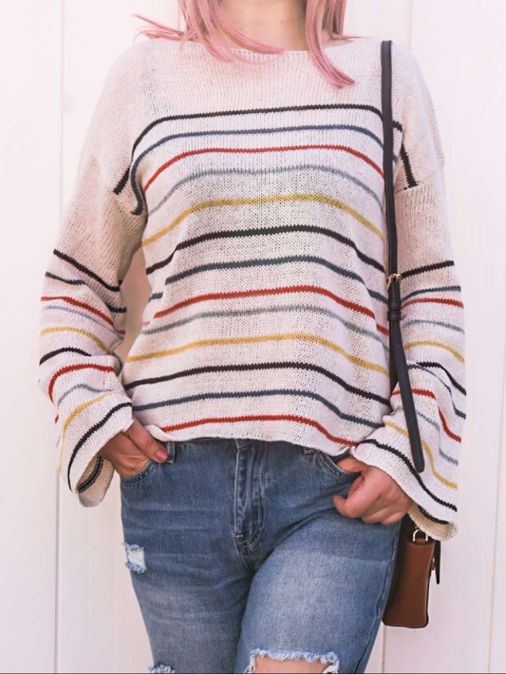 Black Rainbow Stripe Pattern Sweater