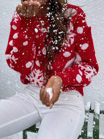 CHRISTMAS PATTERN DROP SHOULDER SWEATER