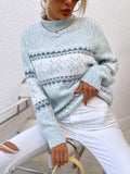  CHRISTMAS TURTLENECK HALF HIGH COLLAR SNOWFLAKE SWEATER WOMEN