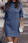 CASUAL RIBBED KNIT SWEATER DRESS