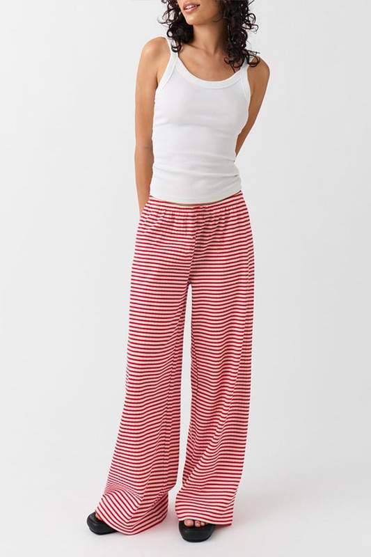 STRIPED WIDE LEG LOUNGE PANTS