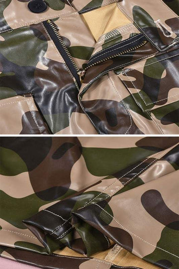 CAMO PU MINI SKIRT