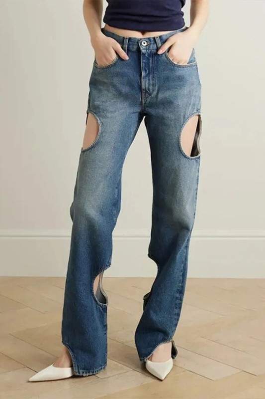 CUTOUT DENIM JEANS