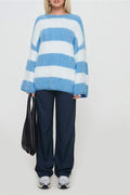 FLUFFY STRIPED OVERSIZED SWEATER