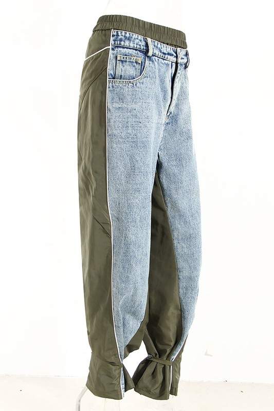 TWO TONE DENIM LONG PANTS