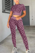 LEOPARD PRINT KNITTED SHIRT AND TIGHTS SET