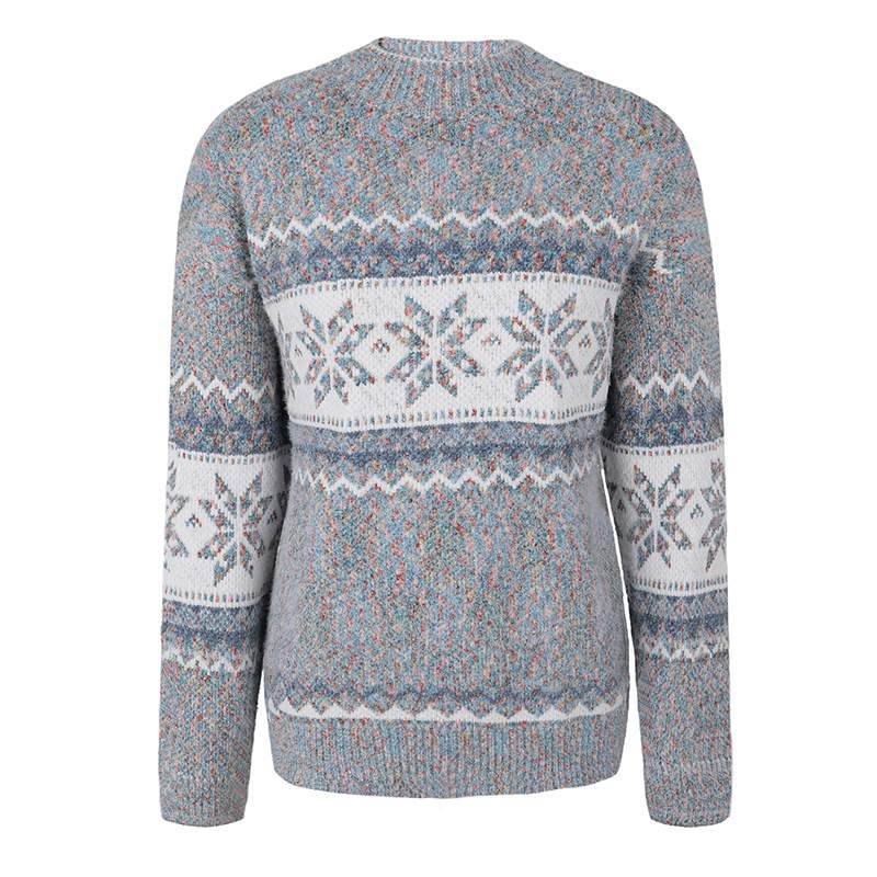  CHRISTMAS TURTLENECK HALF HIGH COLLAR SNOWFLAKE SWEATER WOMEN