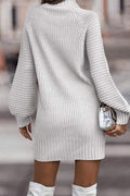 CASUAL RIBBED KNIT SWEATER DRESS