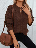 SWEATER KNITTED TWIST V NECK LOOSE CASUAL KNITTED SWEATER FOR WOMEN