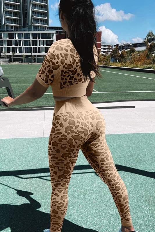 LEOPARD PRINT KNITTED SHIRT AND TIGHTS SET