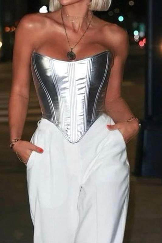 METALLIC BUSTIER TOP