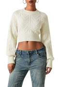 CABLE KNIT CROPPED SWEATER