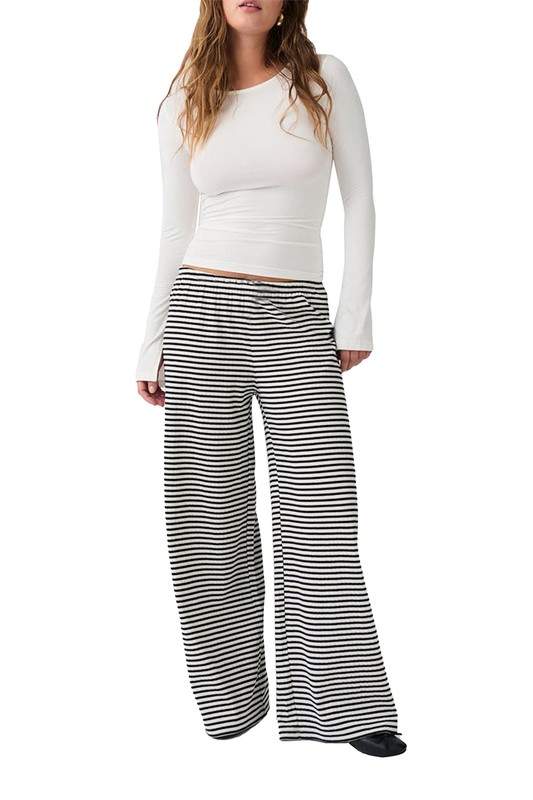 STRIPED WIDE LEG LOUNGE PANTS