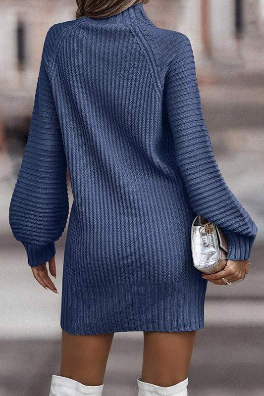 CASUAL RIBBED KNIT SWEATER DRESS