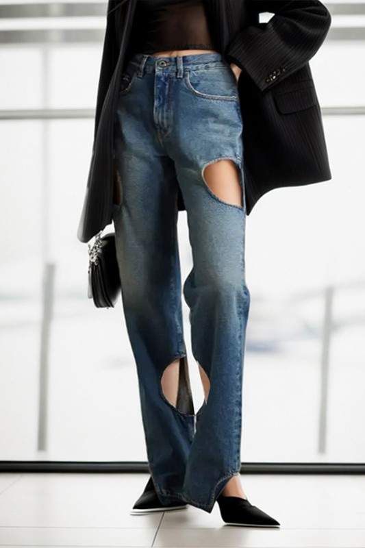 CUTOUT DENIM JEANS