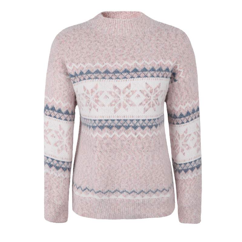  CHRISTMAS TURTLENECK HALF HIGH COLLAR SNOWFLAKE SWEATER WOMEN