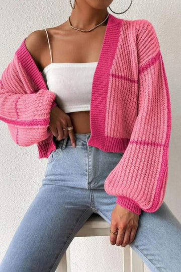 STRIPED CHUNKY KNIT CARDIGAN