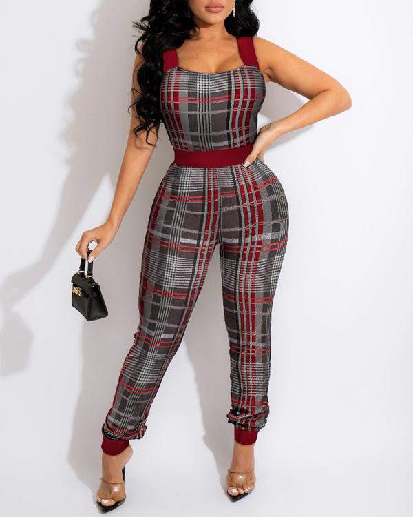 NEW GEO TRIM THICK STRAP JUMPSUIT