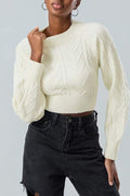 CABLE KNIT CROPPED SWEATER