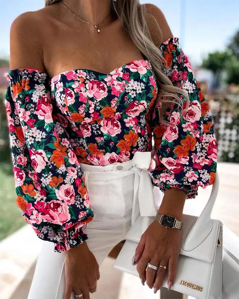 FLORAL PRINT OFF SHOULDER TOP