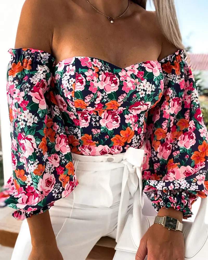 FLORAL PRINT OFF SHOULDER TOP