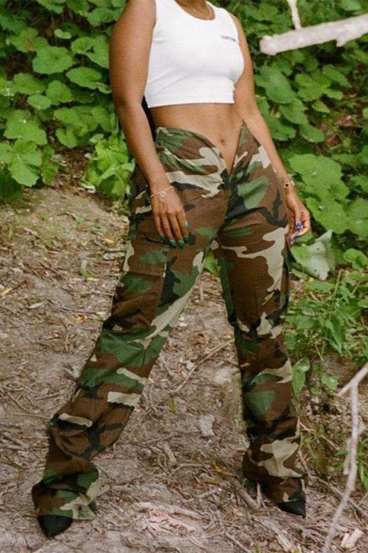 CAMOFLAGE POCKETS CARGO PANTS