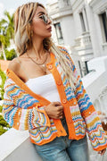 RAINBOW STRIPE CROCHET CARDIGAN SHIRT