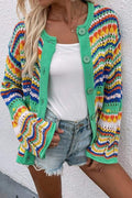 RAINBOW STRIPE CROCHET CARDIGAN SHIRT