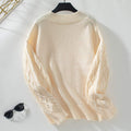 SWEATER KNITTED TWIST V NECK LOOSE CASUAL KNITTED SWEATER FOR WOMEN