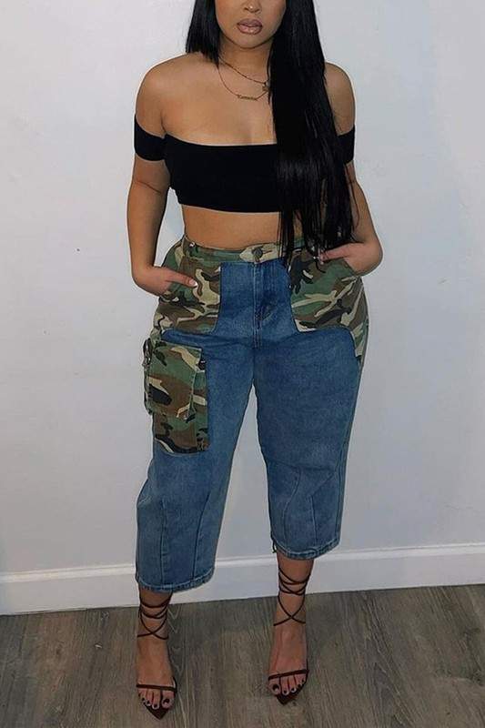 CAMO DENIM LONG PANTS