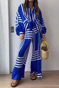 STRIPED WIDE LEG TWO PIECE SET