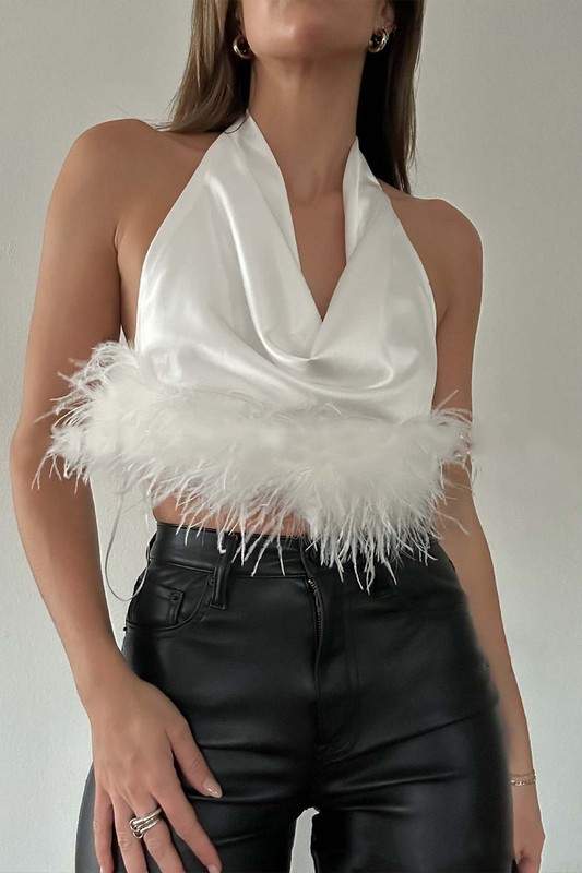 HALTER FEATHER TOP