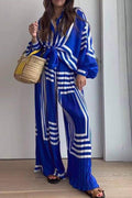 STRIPED WIDE LEG TWO PIECE SET