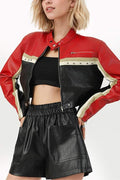 VEGAN LEATHER CROP JACKET