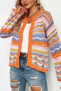 RAINBOW STRIPE CROCHET CARDIGAN SHIRT