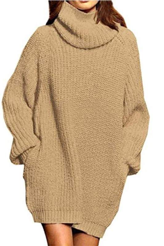 CHUNKY COWL NECK SWEATER DRESS