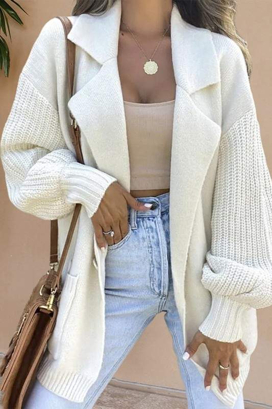 RELAXED KNIT OPEN FRONT CARDIGAN