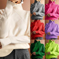  SWEATER LOOSE TURTLENECK WARM SWEATER SOLID COLOR KNITTED PULLOVER TOP