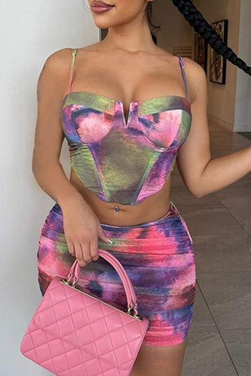 TIE DYE MINI SKIRT SET