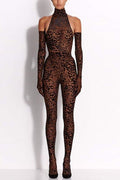 LEOPARD HALTER BODYCON JUMPSUIT