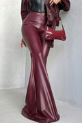 FLARED FAUX LEATHER PANTS