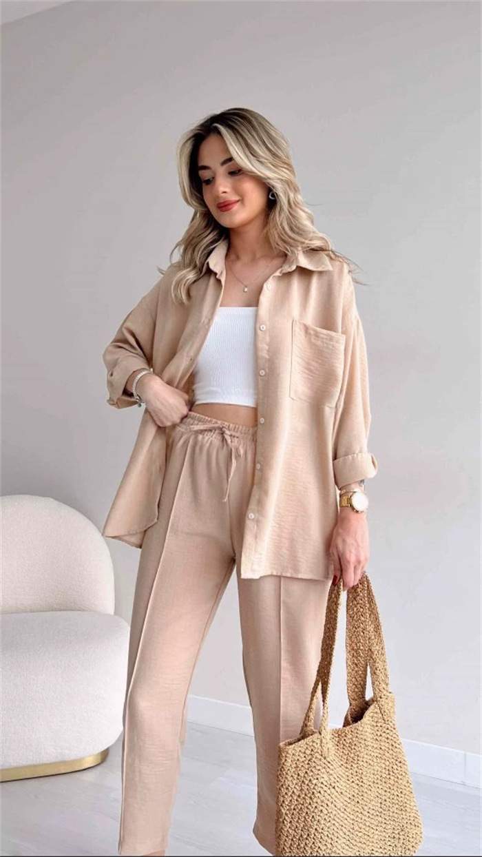 LARGE SIZE WOMEN S SPRING NEW CASUAL LOOSE SHIRT JACKET NINE POINT SPORTS HARLAN PANTS TWO PIECE SET